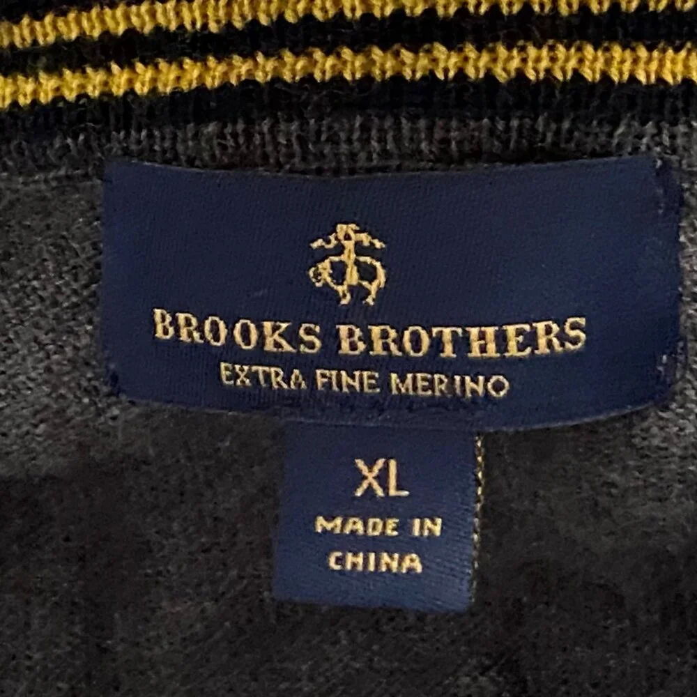 Brooks Brothers Extra Fine Merino Wool Pullover Sweater Mens XL‎ Gray Old Money